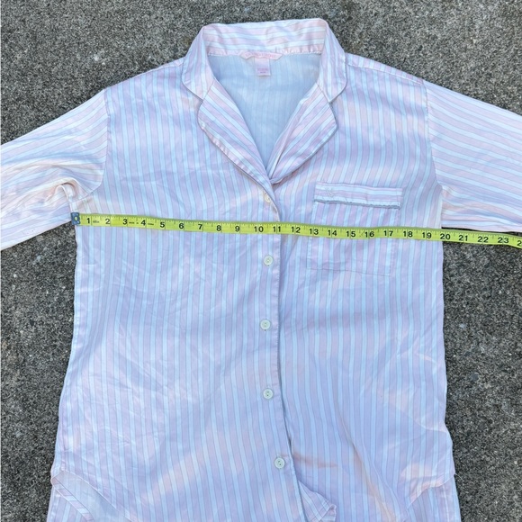 Victoria's Secret Pink & White Striped Long Pajama Set silky texture - Picture 8 of 15